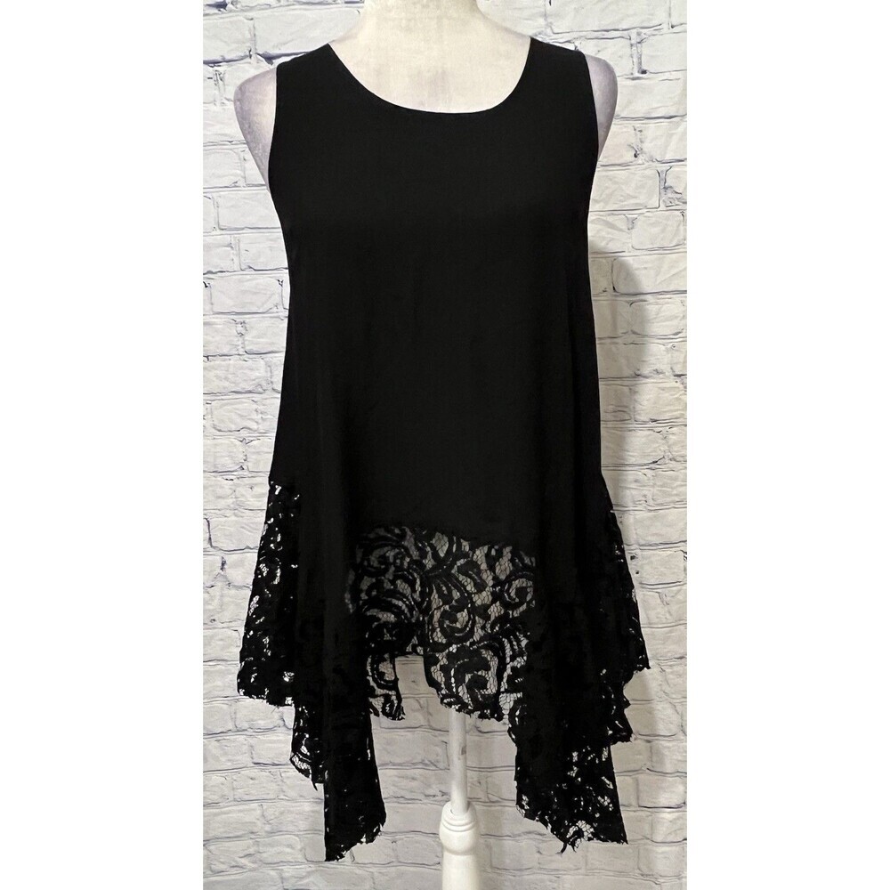 Umgee Women's Tank Top Layering Camisole Lace Ruffle Black Small - Picture 2 of 6